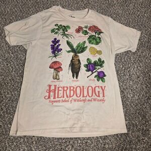 Harry Potter Herbology Graphic Tee Cream Hogwarts Botanical Shirt Large L
